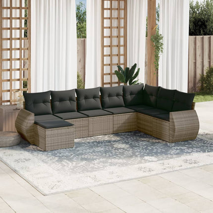 sofasæt til haven 8 dele med hynder polyrattan grå