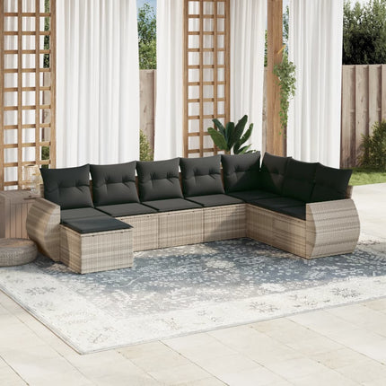 sofasæt til haven 8 dele med hynder polyrattan lysegrå