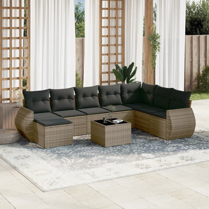 sofasæt til haven 9 dele med hynder polyrattan grå