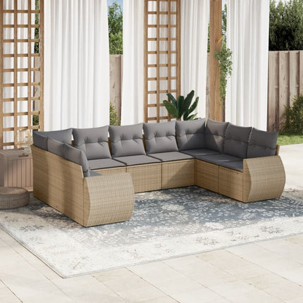 sofasæt til haven 9 dele med hynder polyrattan beige