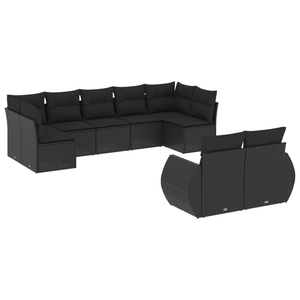 sofasæt til haven 9 dele med hynder polyrattan sort