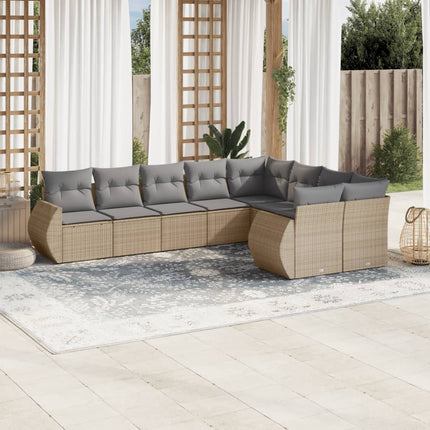 sofasæt til haven 9 dele med hynder polyrattan beige