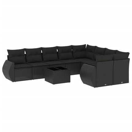 sofasæt til haven 10 dele med hynder polyrattan sort