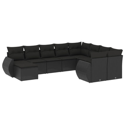 sofasæt til haven 10 dele med hynder polyrattan sort