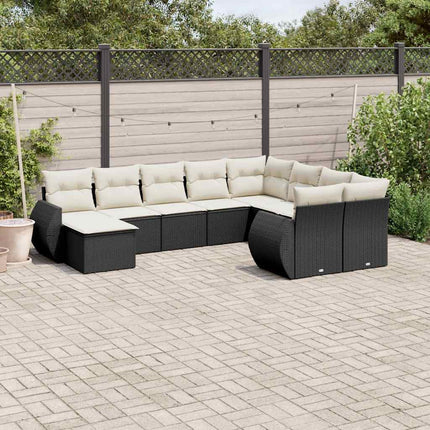 sofasæt til haven 10 dele med hynder polyrattan sort