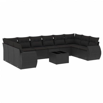 sofasæt til haven 11 dele med hynder polyrattan sort