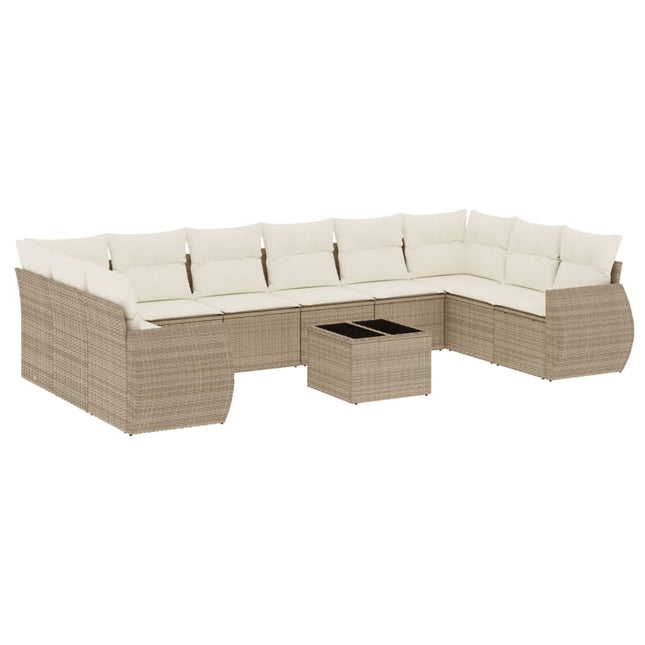 sofasæt til haven 11 dele med hynder polyrattan beige