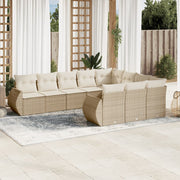 sofasæt til haven 10 dele med hynder polyrattan beige