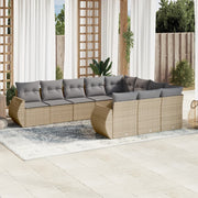 sofasæt til haven 10 dele med hynder polyrattan beige