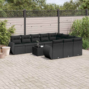 sofasæt til haven 11 dele med hynder polyrattan sort