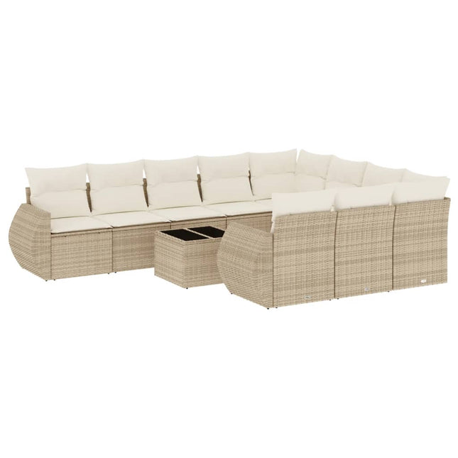 sofasæt til haven 11 dele med hynder polyrattan beige