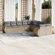 sofasæt til haven 10 dele med hynder polyrattan beige