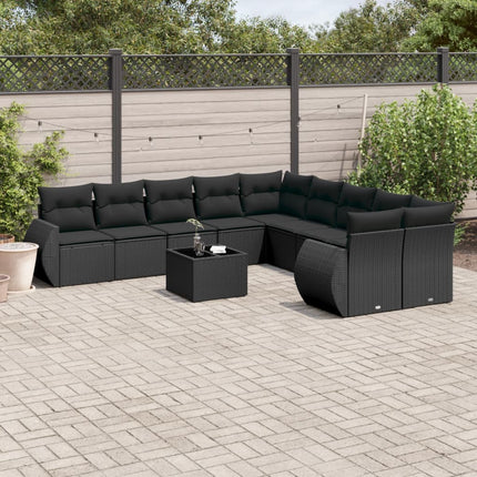 sofasæt til haven 11 dele med hynder polyrattan sort