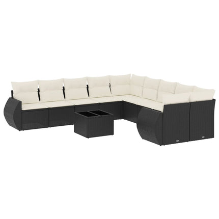sofasæt til haven 11 dele med hynder polyrattan sort