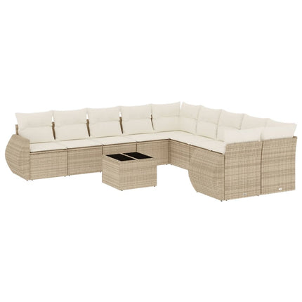 sofasæt til haven 11 dele med hynder polyrattan beige