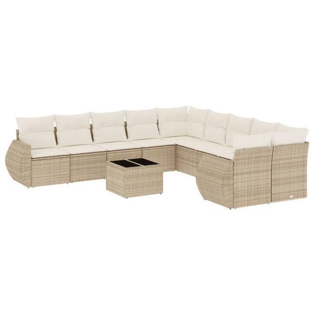 sofasæt til haven 11 dele med hynder polyrattan beige