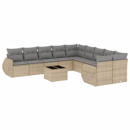 sofasæt til haven 11 dele med hynder polyrattan beige