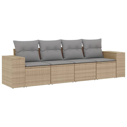 sofasæt til haven 4 dele med hynder polyrattan beige