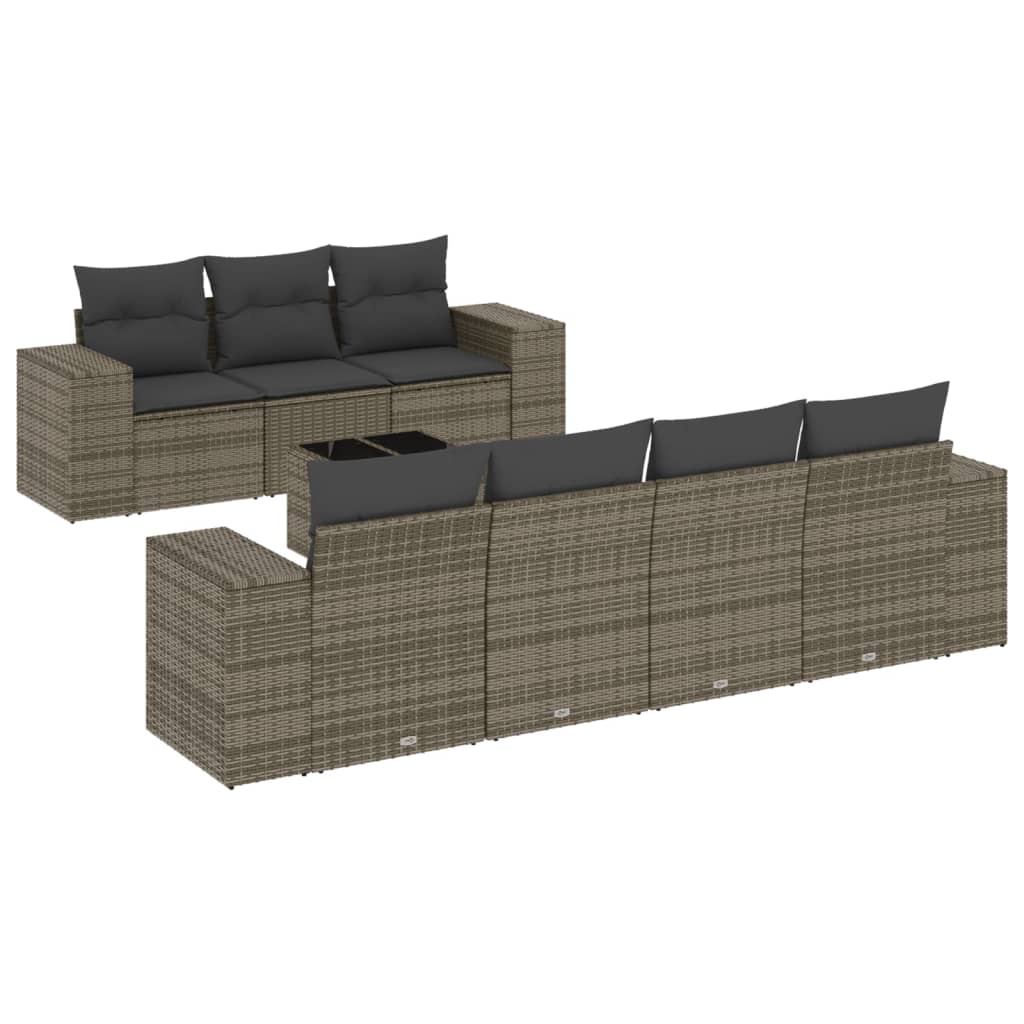 sofasæt til haven 8 dele med hynder polyrattan grå