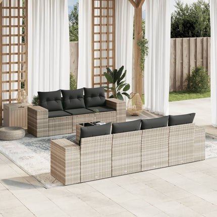 sofasæt til haven 8 dele med hynder polyrattan lysegrå