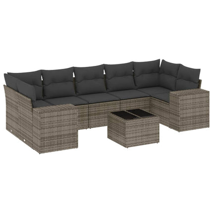 sofasæt til haven 8 dele med hynder polyrattan grå