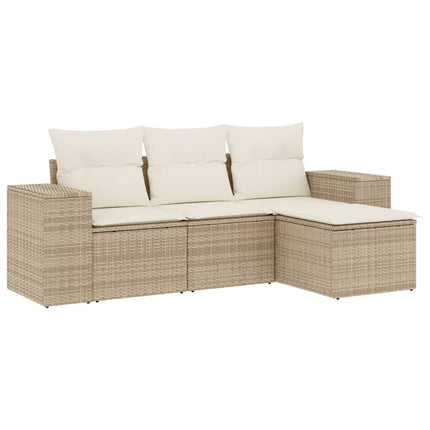 sofasæt til haven 4 dele med hynder polyrattan beige