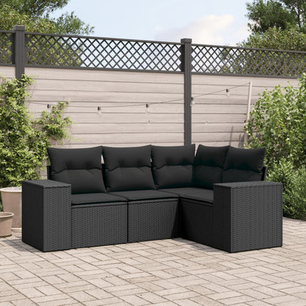 sofasæt til haven 4 dele med hynder polyrattan sort