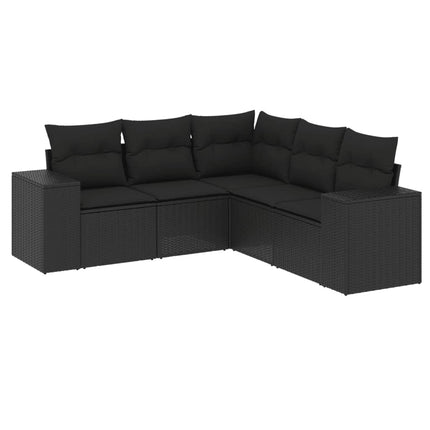 sofasæt til haven 5 dele med hynder polyrattan sort