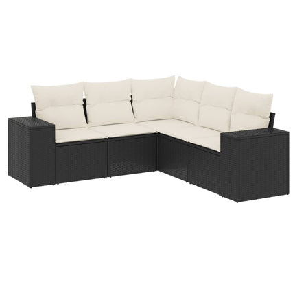 sofasæt til haven 5 dele med hynder polyrattan sort