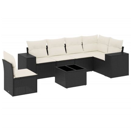 sofasæt til haven 7 dele med hynder polyrattan sort