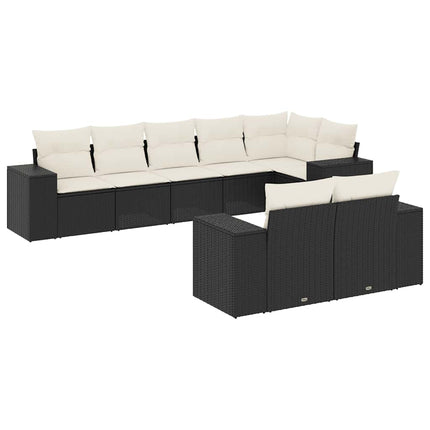 sofasæt til haven 8 dele med hynder polyrattan sort