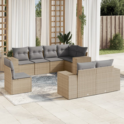 sofasæt til haven 8 dele med hynder polyrattan beige