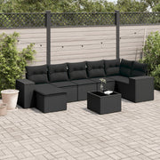 sofasæt til haven 8 dele med hynder polyrattan sort