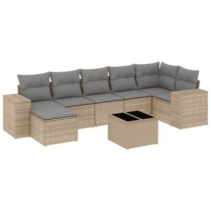 sofasæt til haven 8 dele med hynder polyrattan beige