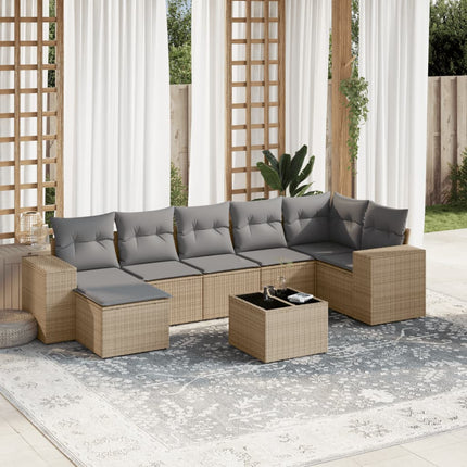 sofasæt til haven 8 dele med hynder polyrattan beige