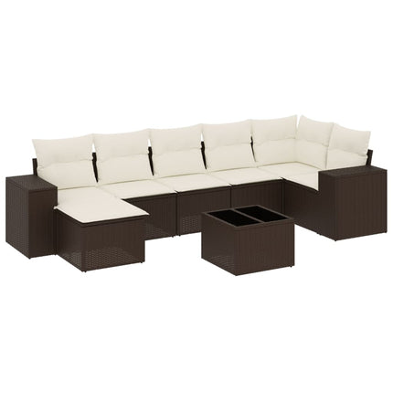 sofasæt til haven 8 dele med hynder polyrattan brun