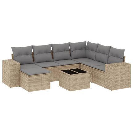 sofasæt til haven 8 dele med hynder polyrattan beige