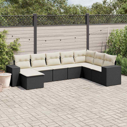 sofasæt til haven 8 dele med hynder polyrattan sort