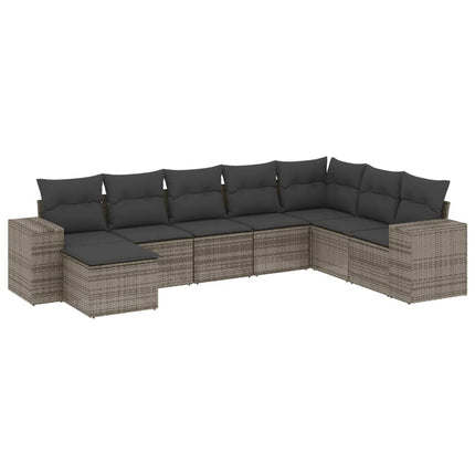 sofasæt til haven 8 dele med hynder polyrattan grå