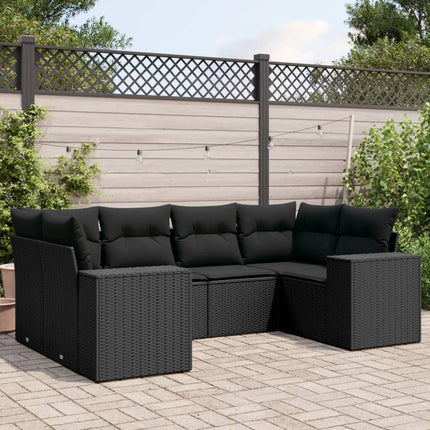 sofasæt til haven 6 dele med hynder polyrattan sort