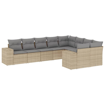 sofasæt til haven 9 dele med hynder polyrattan beige