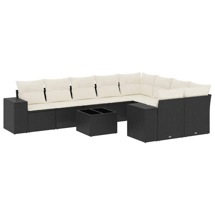 sofasæt til haven 10 dele med hynder polyrattan sort