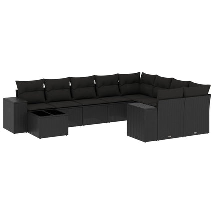 sofasæt til haven 10 dele med hynder polyrattan sort