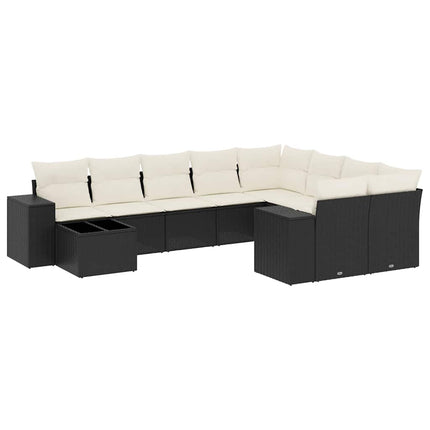 sofasæt til haven 10 dele med hynder polyrattan sort