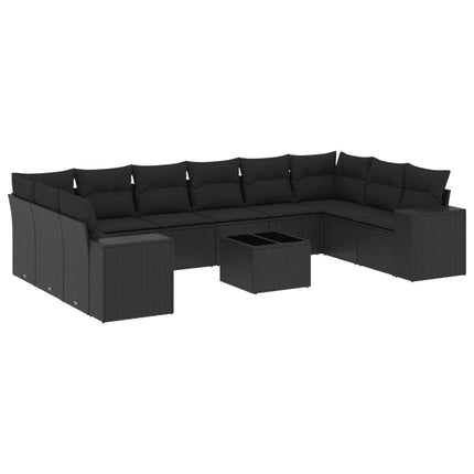 sofasæt til haven 11 dele med hynder polyrattan sort