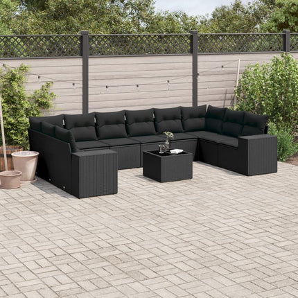 sofasæt til haven 11 dele med hynder polyrattan sort