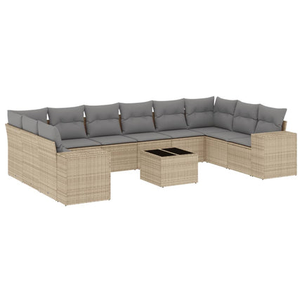 sofasæt til haven 11 dele med hynder polyrattan beige