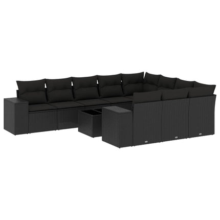 sofasæt til haven 11 dele med hynder polyrattan sort