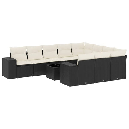 sofasæt til haven 11 dele med hynder polyrattan sort