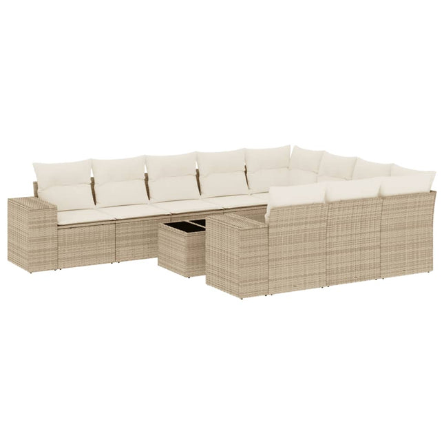 sofasæt til haven 11 dele med hynder polyrattan beige